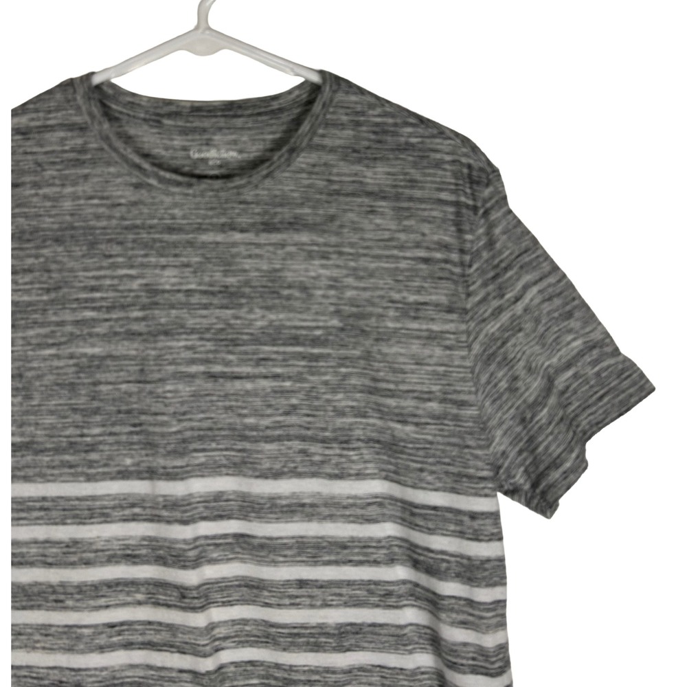Goodfellow & Co Men Gray Space Dye Striped Crew Neck T-Shirt Medium Standard Fit